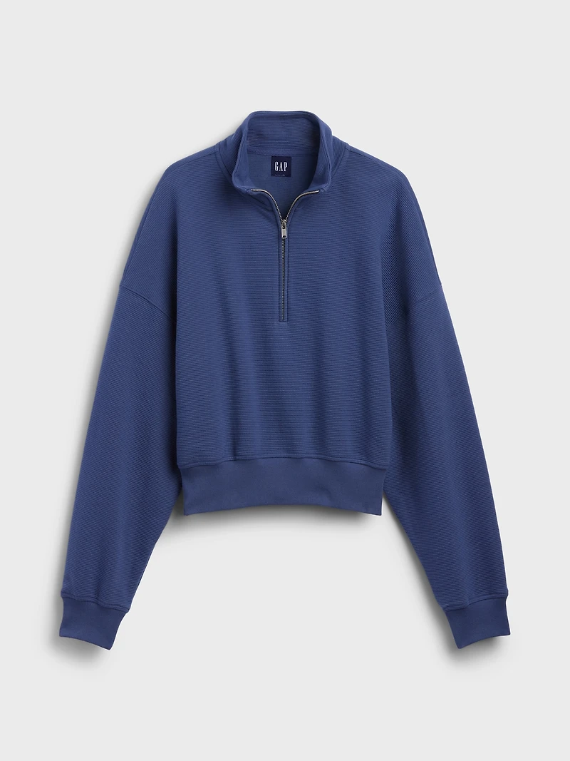 Textured Cotton Oversized Half-Zip Pullover