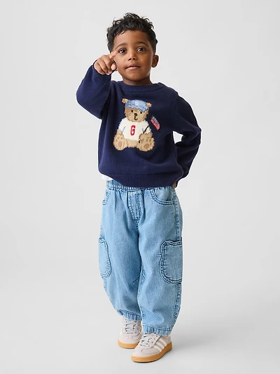 Jean coupe baril à poche en forme de l’ourson Brannan et taille extensible pour Bébé Tout-petit