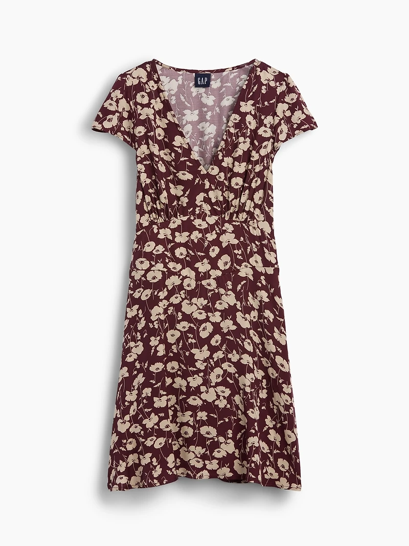 V-Neck Print Mini Dress