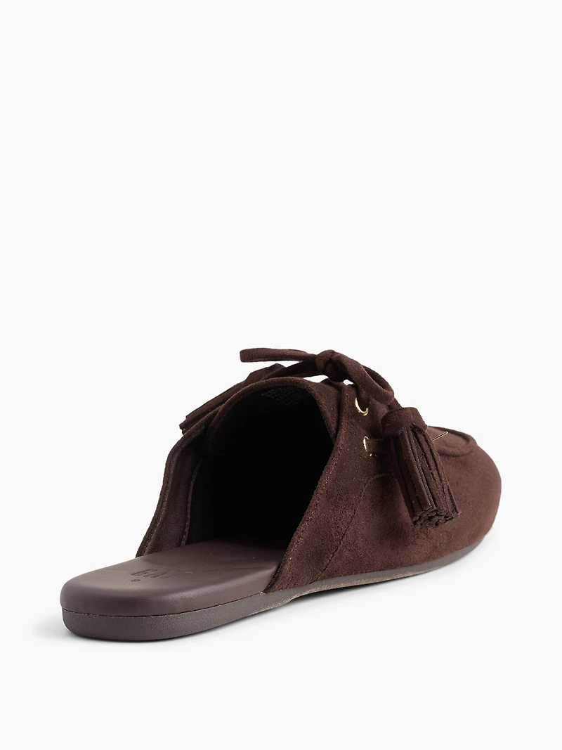 Vegan Suede Tassel Moc Mules