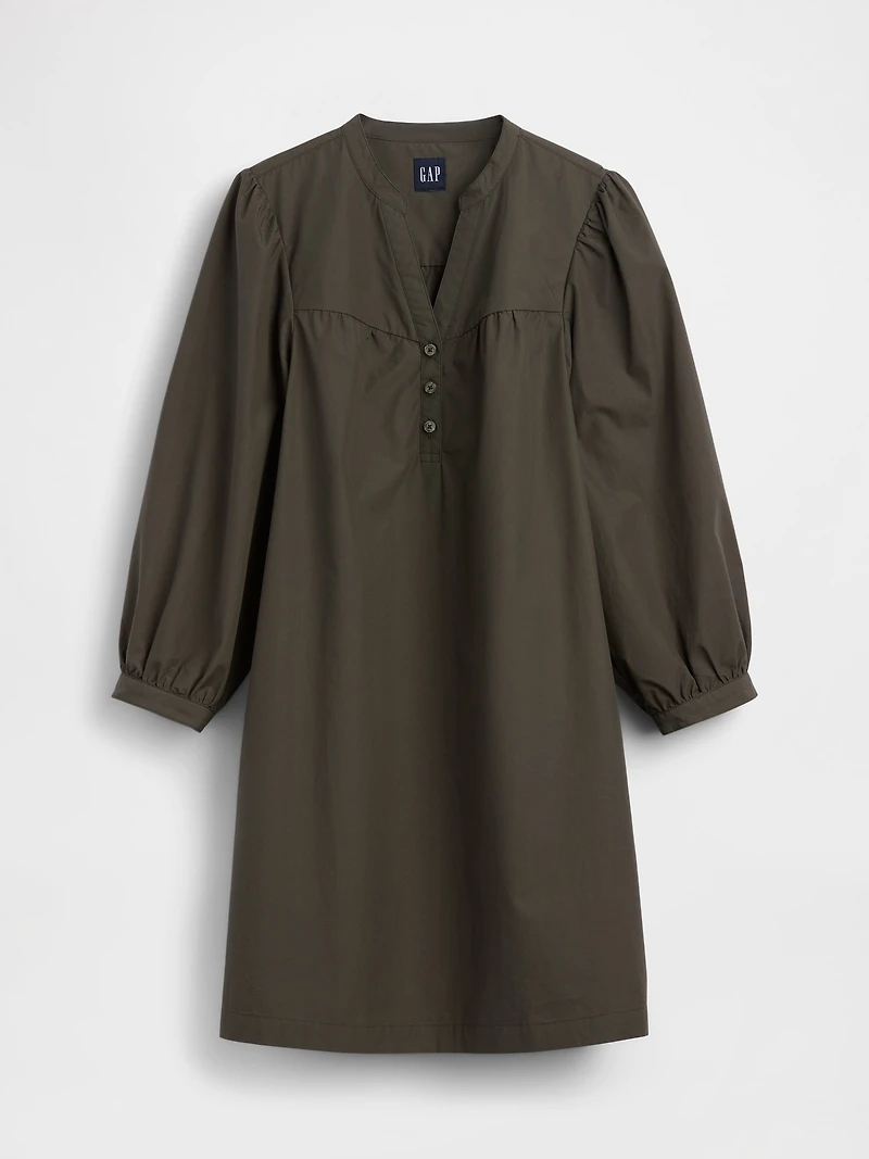 Poplin Henley Mini Dress