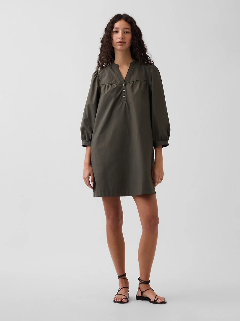 Poplin Henley Mini Dress