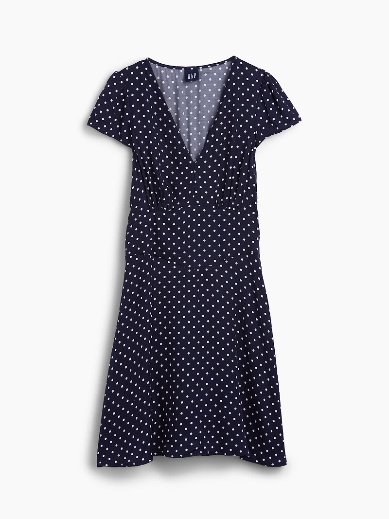 V-Neck Print Mini Dress