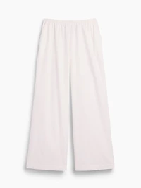 Mid Rise Poplin Relaxed Easy Wide-Leg Pants