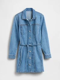 Denim Button-Front Mini Dress