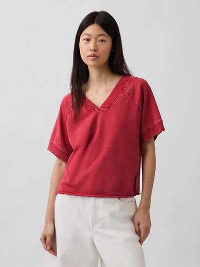 VintageSoft Terry Oversized V-Neck Sweatshirt