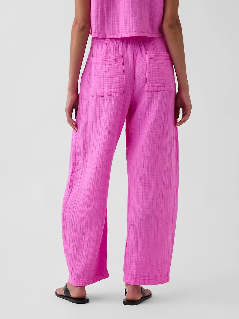 Cotton Gauze Easy Barrel Pants