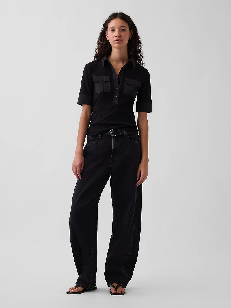 Modern Elbow-Sleeve Utility T-Shirt