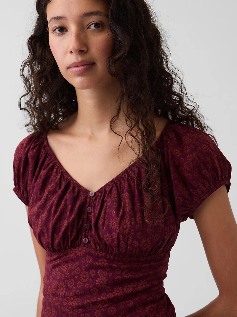V-Neck Ruffle Hem Maxi Dress