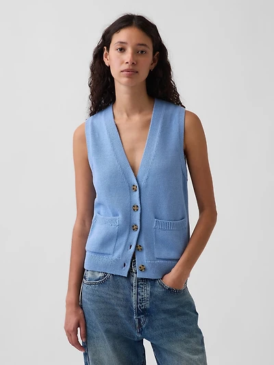 100% Cotton Pocket Sweater Vest
