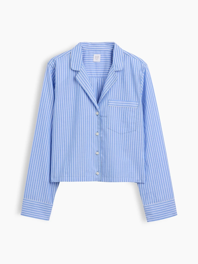 Poplin Oversized Crop PJ Shirt
