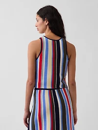 100% Cotton Stripe Halter Sweater Tank