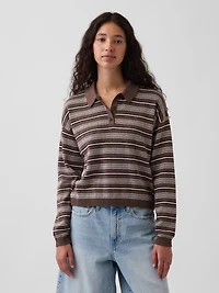 100% Cotton Relaxed Polo Shirt Sweater