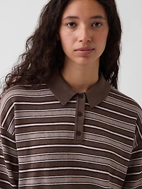 100% Cotton Relaxed Polo Shirt Sweater