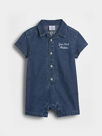 Une-pièce court en denim à logo pour Bébé