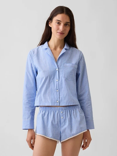 Poplin Oversized Crop PJ Shirt