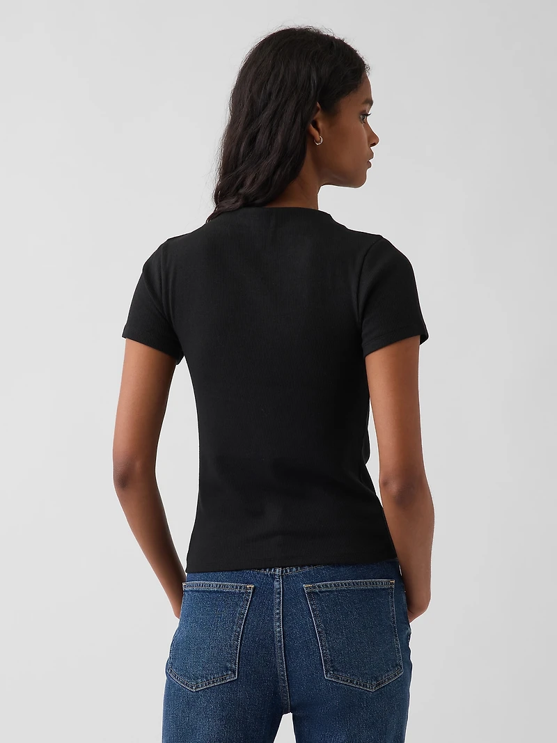 Modern Rib Mockneck Crop T-Shirt