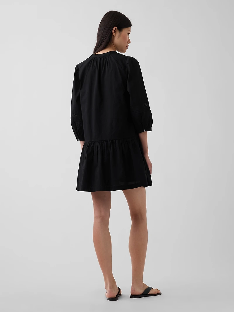 Lace-Trim Drop-Waist Mini Dress