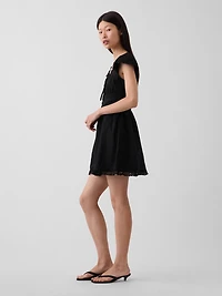 Scoop Neck Lace-Trim Mini Dress