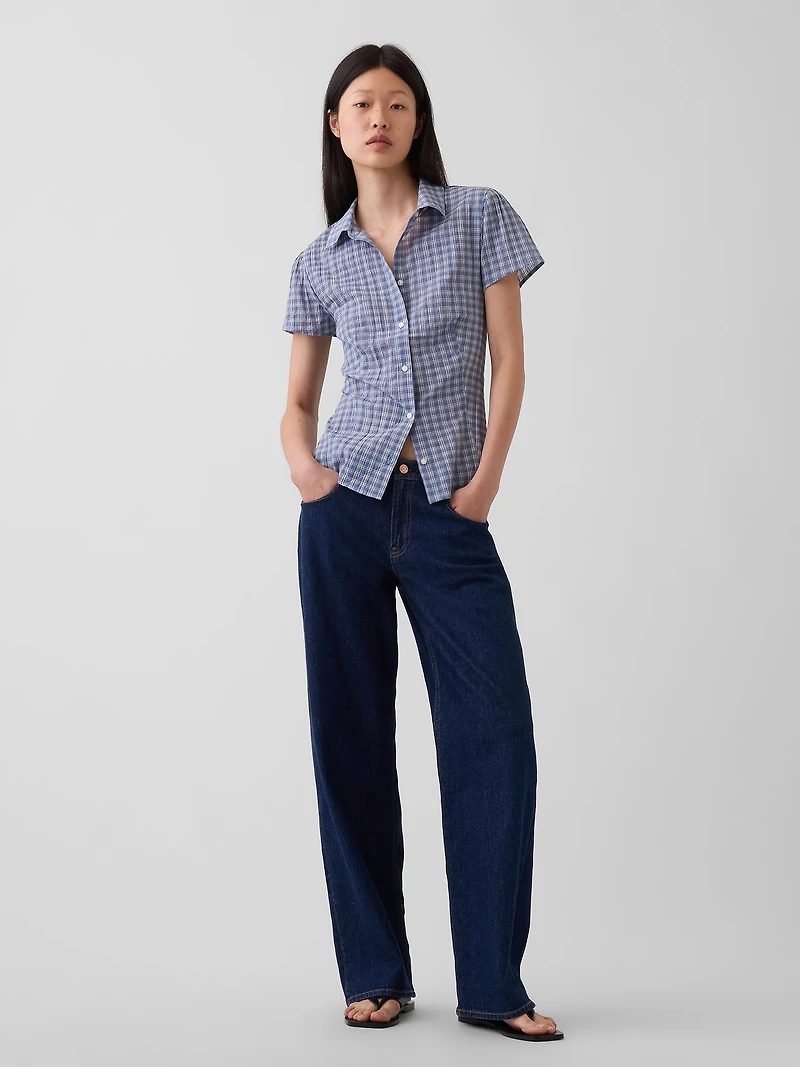 Fitted Cap-Sleeve Shirt