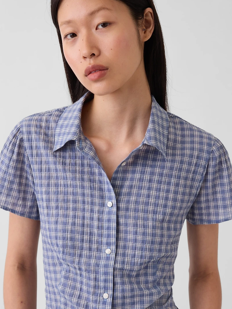 Fitted Cap-Sleeve Shirt