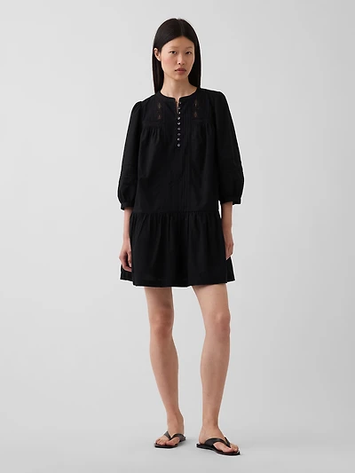 Lace-Trim Drop-Waist Mini Dress