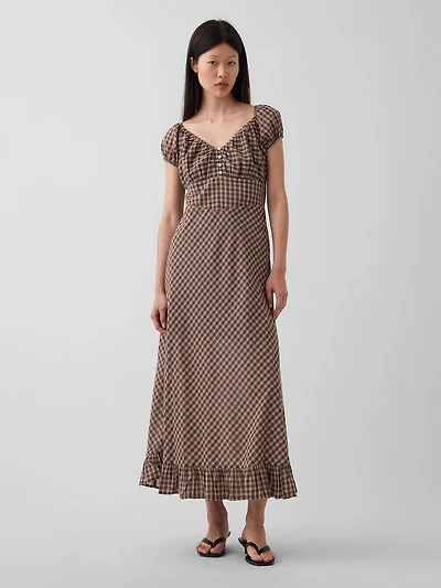 V-Neck Ruffle Hem Maxi Dress