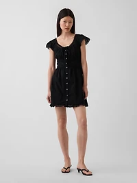 Scoop Neck Lace-Trim Mini Dress