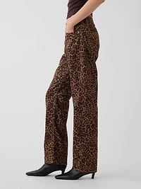 Mid Rise Straight Taper Leopard Jeans