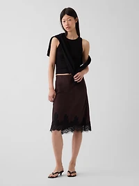 Lace-Hem Easy Knee-Length Skirt
