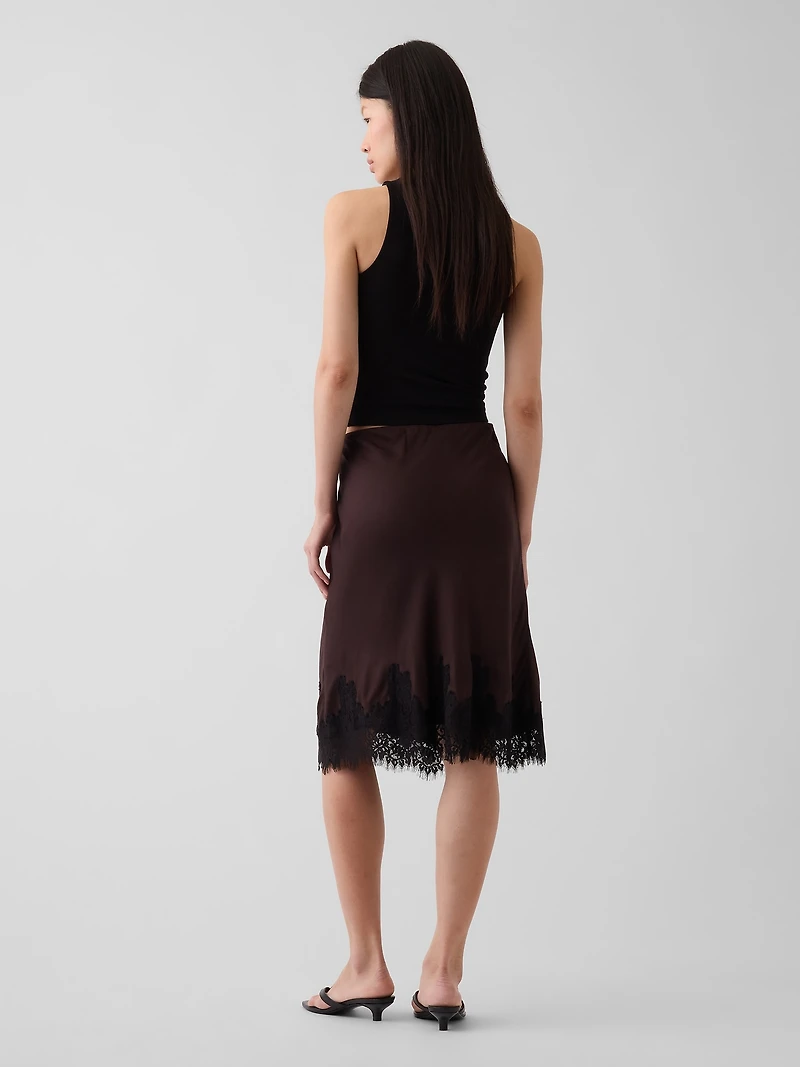 Lace-Hem Easy Knee-Length Skirt