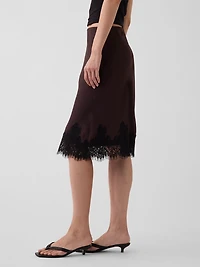 Lace-Hem Easy Knee-Length Skirt