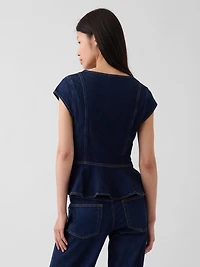 Denim Fitted Peplum Top