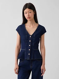 Denim Fitted Peplum Top