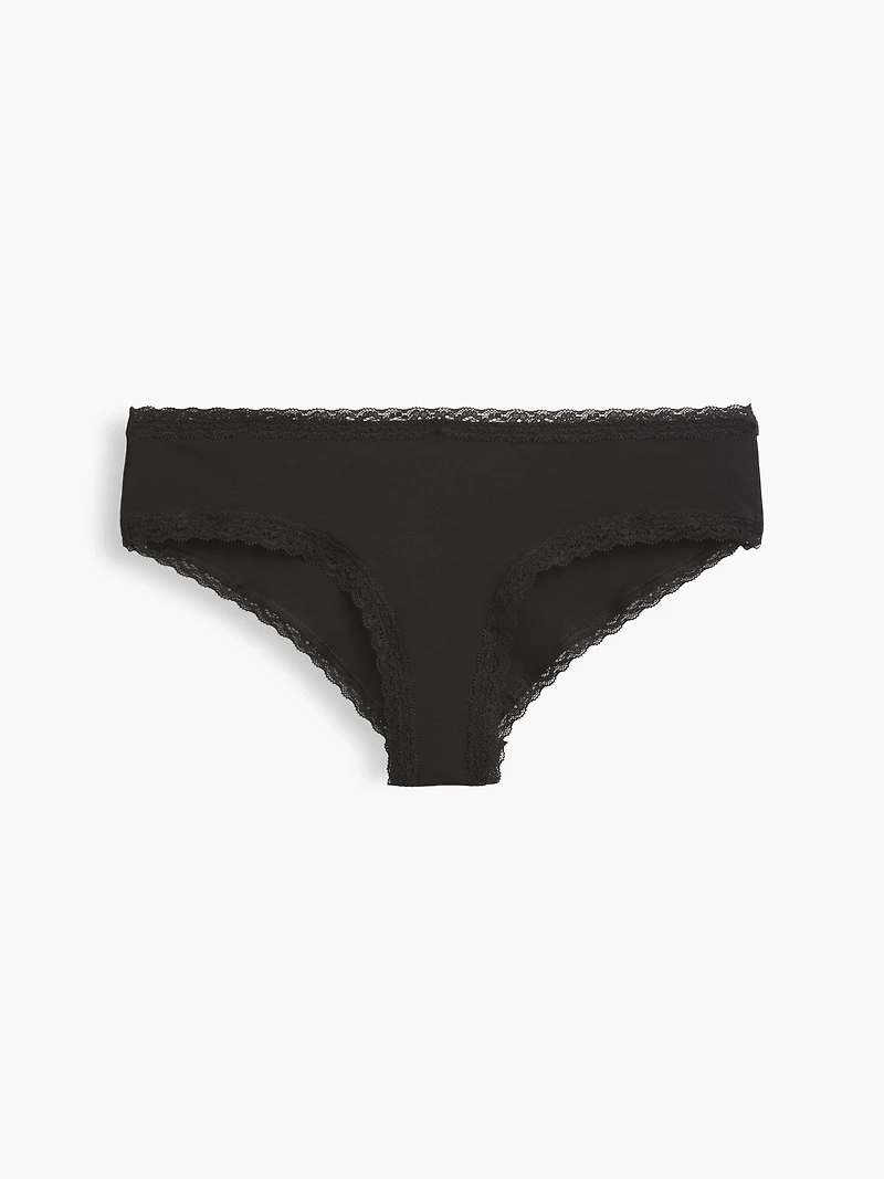 SoftMade Organic Stretch Cotton Lace-Trim Cheeky Hipster