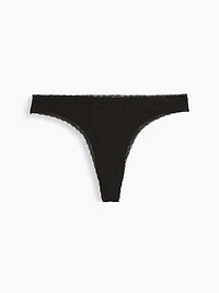 SoftMade Organic Stretch Cotton Lace-Trim Thong