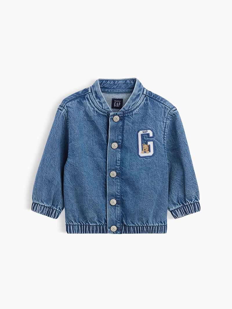 Veste de style universitaire en denim avec logo ourson Brannan babyGap