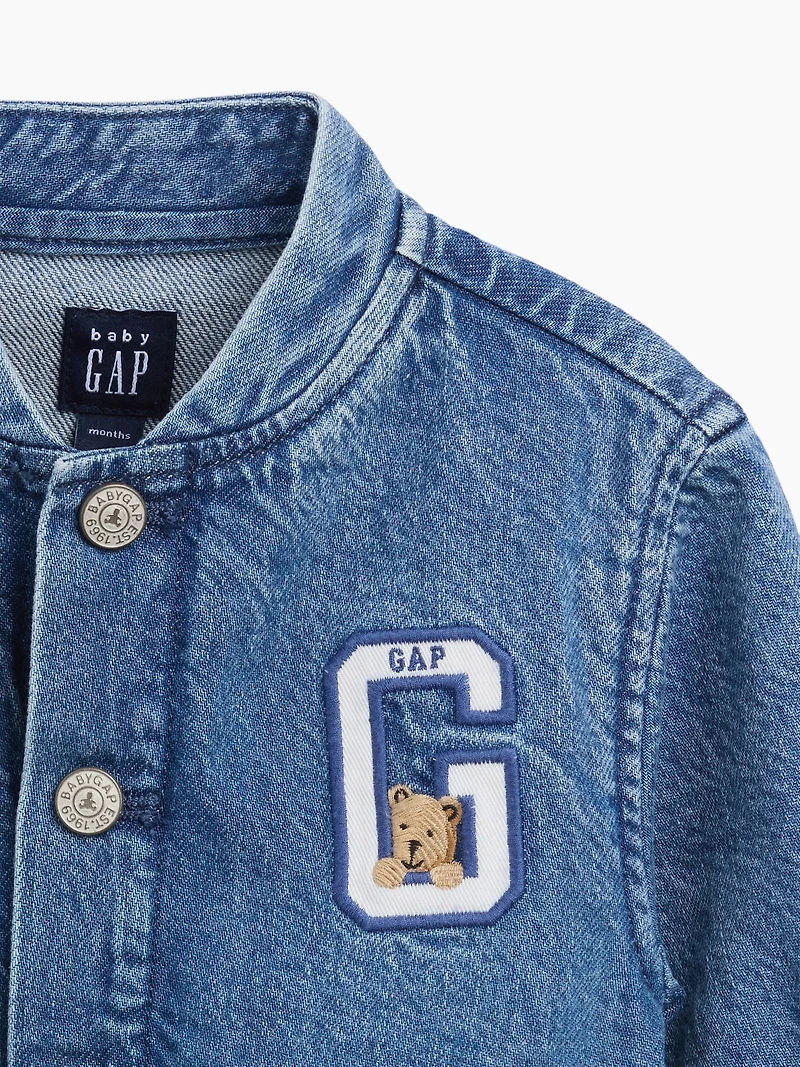 Veste de style universitaire en denim avec logo ourson Brannan babyGap
