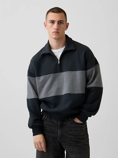 Heavyweight Oversized Stripe Half-Zip Pullover