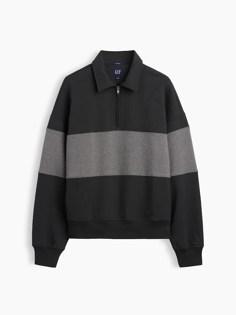 Heavyweight Oversized Stripe Half-Zip Pullover