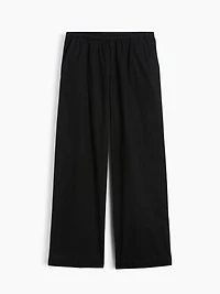 Mid Rise Poplin Relaxed Easy Wide-Leg Pants
