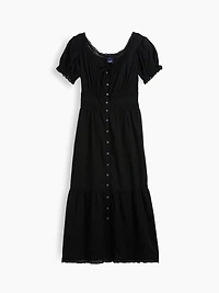 Scoop-Neck Lace-Trim Tiered Maxi Dress