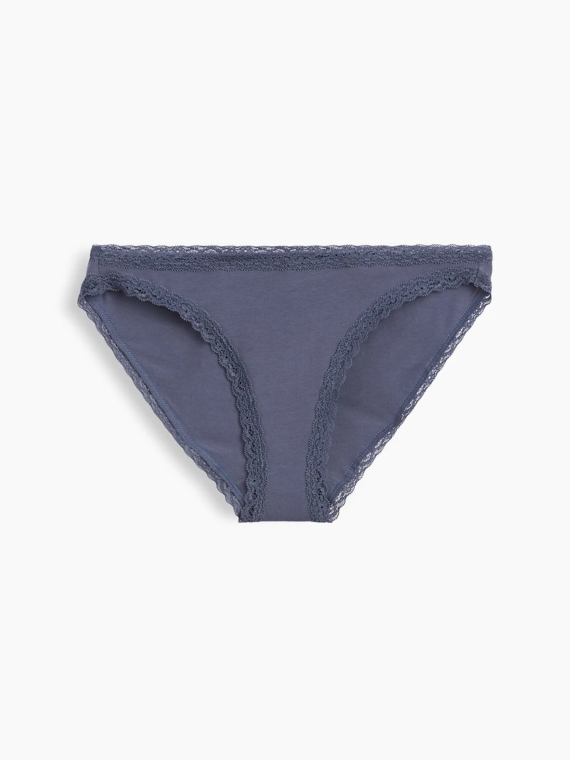 SoftMade Organic Stretch Cotton Lace-Trim Bikini