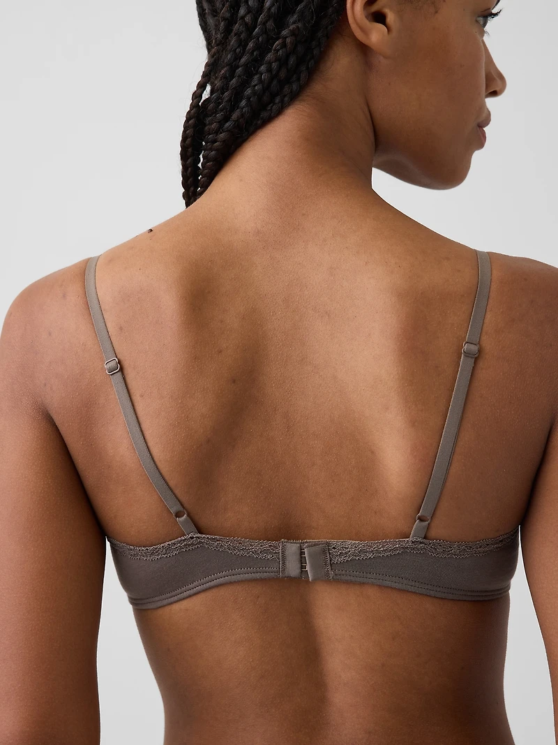 SoftMade Organic Stretch Cotton Lace-Trim Triangle Bralette