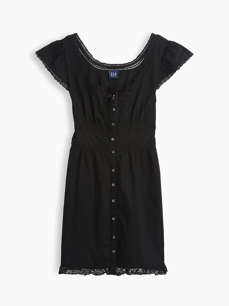 Scoop Neck Lace-Trim Mini Dress