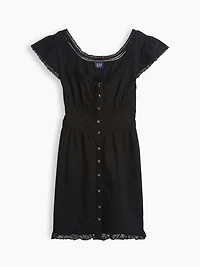 Scoop Neck Lace-Trim Mini Dress