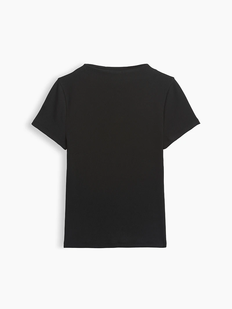 Modern Rib Mockneck Crop T-Shirt