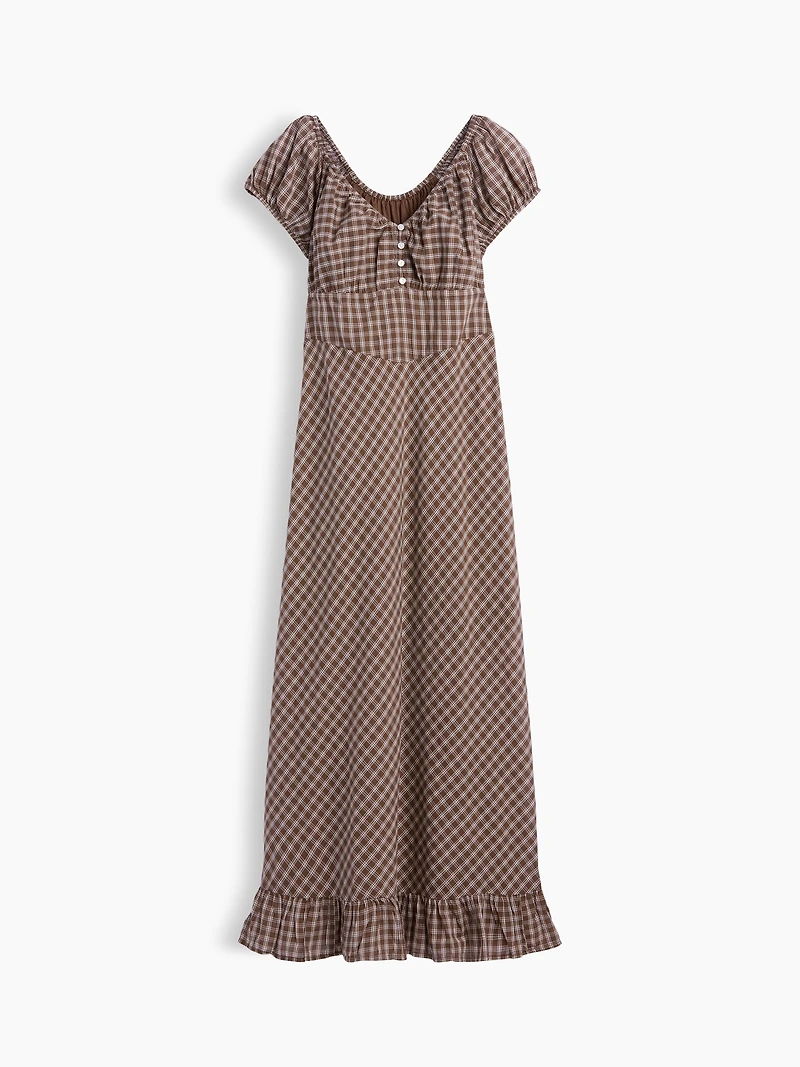 V-Neck Ruffle Hem Maxi Dress