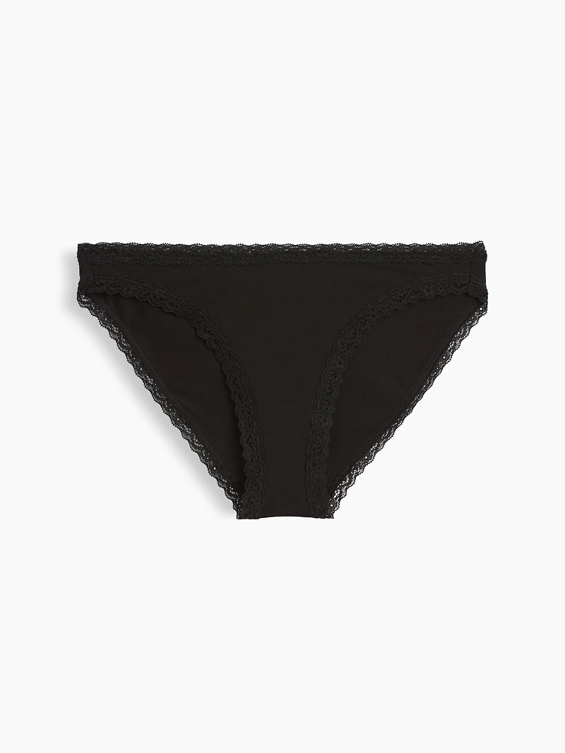 SoftMade Organic Stretch Cotton Lace-Trim Bikini