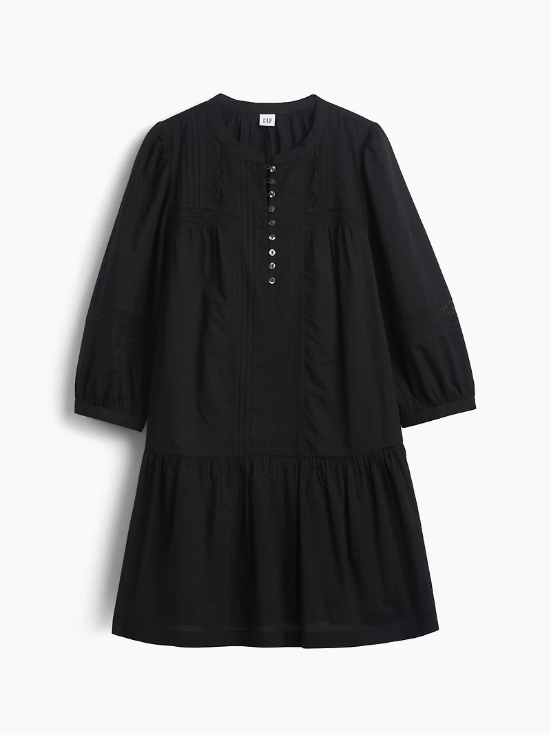 Lace-Trim Drop-Waist Mini Dress
